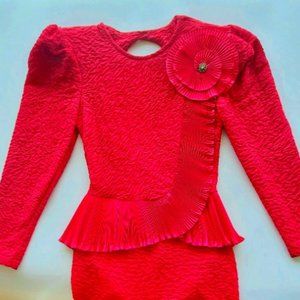 Vintage 80's - Women's Fuchsia Dress Full Sleeve BY A La Carte - Size 6